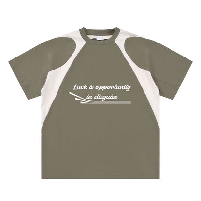Contrast Panel Cotton T-Shirt