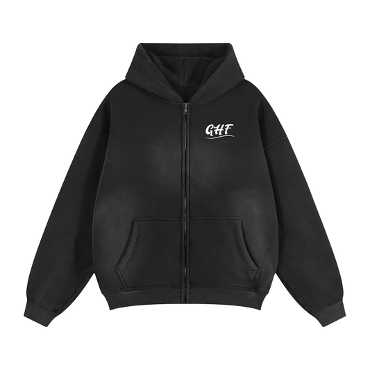Sunfade Two-way Zipper Boxy Fleece Hoodie