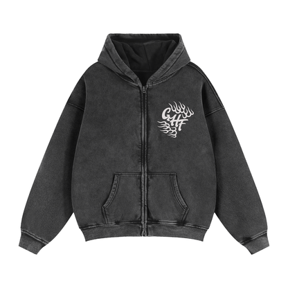 Zip-Through Boxy Fleece Hoodie