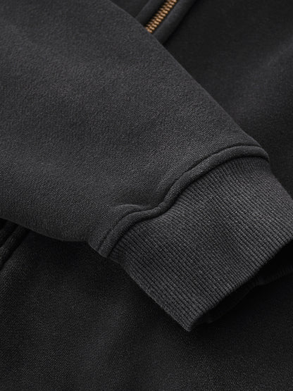 Sunfade Two-way Zipper Boxy Fleece Hoodie